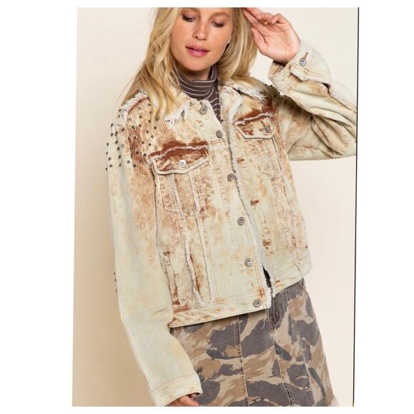 𝅺CORDUROY Relaxed Fit Studded Jacket - Picture 5 of 15